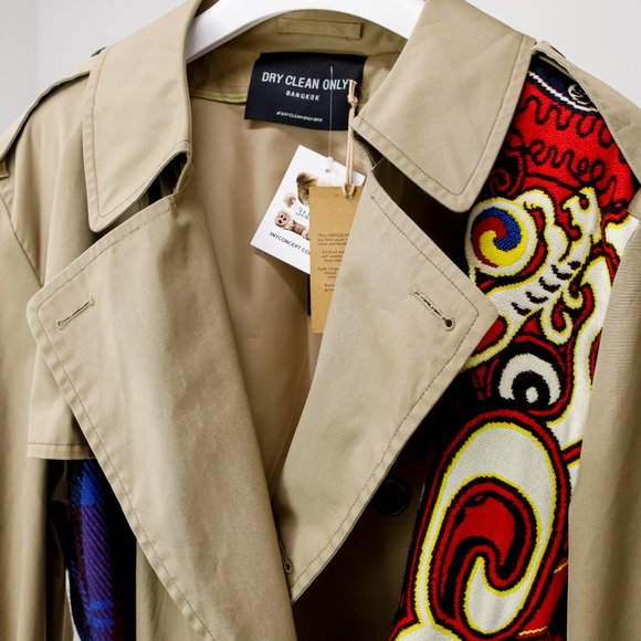 Dry Clean Only Reworked Scarf Panel Trench - Picture 3 of 10